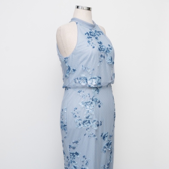 Adrianna‎ Papell - Sleeveless Floral Sequin Lightweight Mesh Gown - Picture 7 of 12